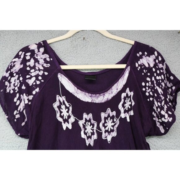Ana & Kate Purple Embroidered Gauzy Dress/Cover-Up-Asymmetrical Hem-One Size - Picture 5 of 10
